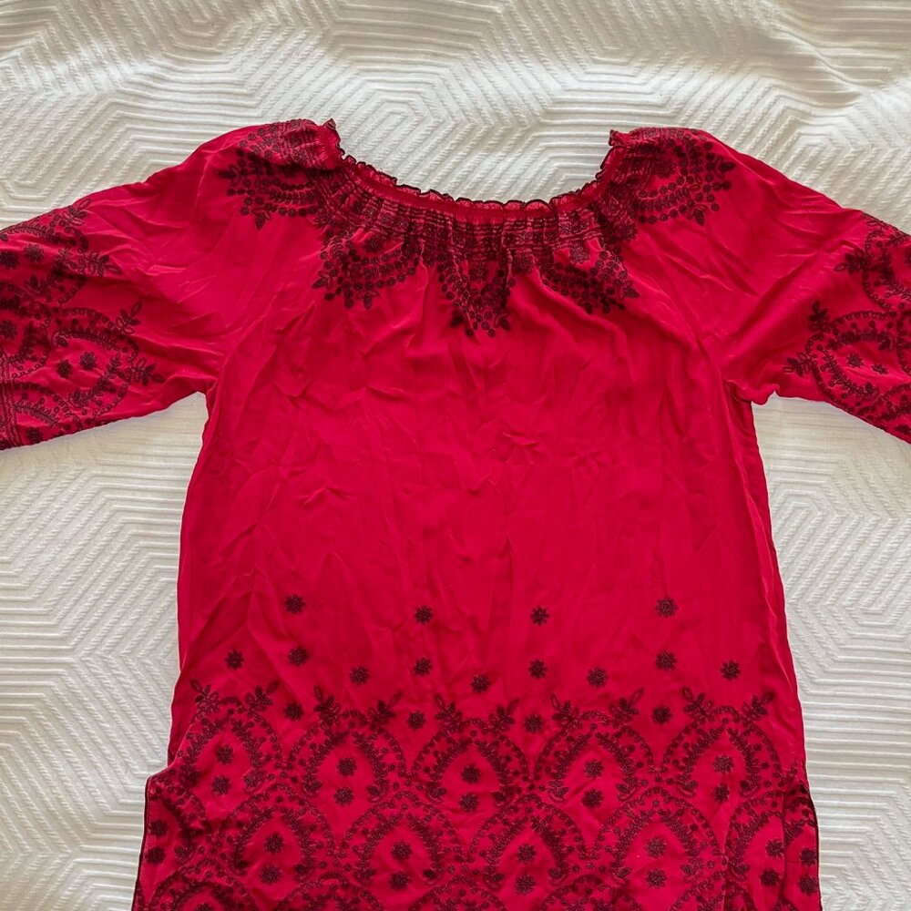 Sundance | Red Embroidered Top - Picture 4 of 5